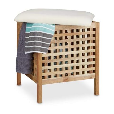 Relaxdays - Mueble/contenedor para baño de Madera de Nogal Maciza Cover