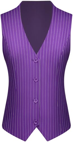 Women's 3 Piece Striped Suit One Button Slim Fit Business Work Professional Blazer Jacket Vest Pants Set2