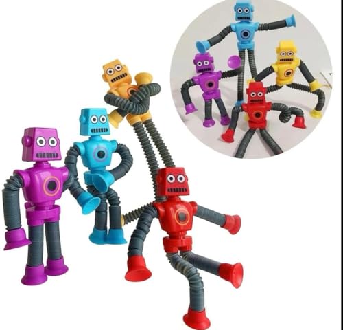 Robo Pop It Tubo com Luz LED – Brinquedo Infantil Estica, Puxa e Gruda, Divertido e Interativo para