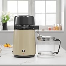 Water Distiller Countertop,4l /1.1 Gallon Stainless Steel Countertop Distiller Machine with Glass Carafe, 750w Drinking Purifier Filter Distilling Kit for Home Office,Gold