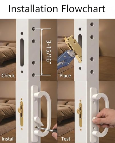 Image of Sliding Patio Door Handle Set Fits 1-1 /2 inch to 2-1 /4 inch Thick Door, Non-Handed Lock Replacement for 3-15 /16 inchH.C. Interior Glass Doors, Offset Thumbturn with Keyed