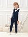 A&J DESIGN Toddler Wedding Outfit Baby Boy Easter Ring Bearer Formal Gentleman Dress Suit 3Pcs Vest 12-18 Months White Navy