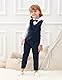 mintgreen Baby Junge Kleidung Formal Hochzeit Anzug Gentleman Weste Outfit Taufe Hosenträger Fliege Satz, Marine, 18-24 Monate, 90