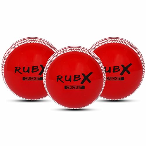 Image of RUBX PVC T-20 Plus Practice Cricket Wind Balls 110g - Pack of 3, (Red) for Indoor & Outdoor, Street & Beach Cricket