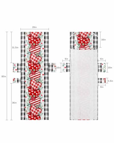 Valentines Beach Lounge Chair Towel Cover, Soft Chaise Lounge Towel with Side Pockets Patio Pool Chairs Cover for Beach/Pool Sunbathing 29x85 Watercolor Black Plaid Eucalyptus Leaves Red Love Heart