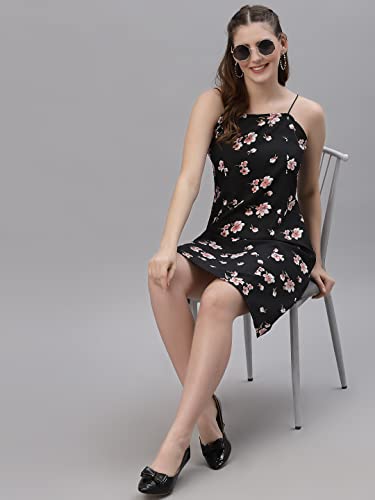 Image of OOMPH! Women A-Line Floral Mini Dress Western, Off Shoulder, Slip On