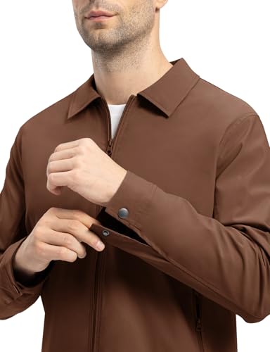 Image of TBMPOY Mens Lightweight Jackets Light Windbreaker Full Zip Casual Work Jacket Golf Business Fall Track Coat with Pockets