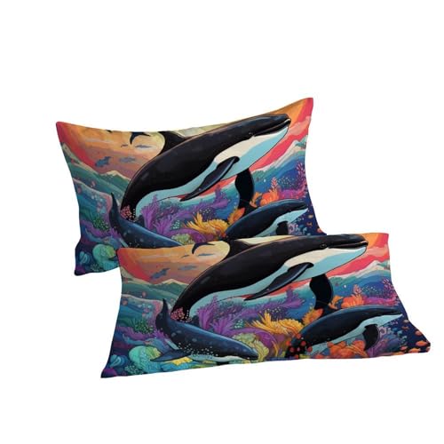Housse de couette baleine parure de lit 200x200 microfibre - 7