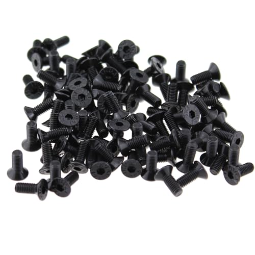TAODAN 100PCS M3x8mm 12.9 Carbon Steel Countersunk Hexagon Socket Screws Black High Strength Flat Head Bolt Industrial Fastener