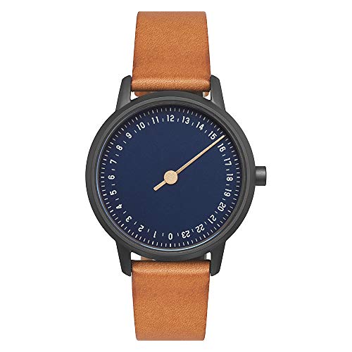 slow Round-S 05 montre ronde avec boîtier anthracite et cadran bleu