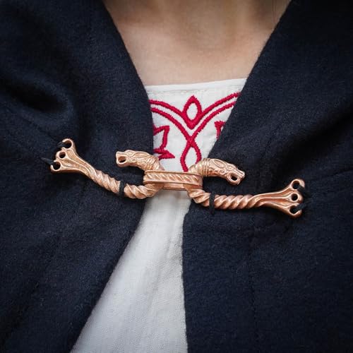 Image of Lord of Battles Medieval Cloak Clasp (Made of Bronze) | Viking Celtic Dragon Design Hook for Cloak Scarf, Shawl | Handmade Cloak Clasp Lost-Wax Cast Bronze