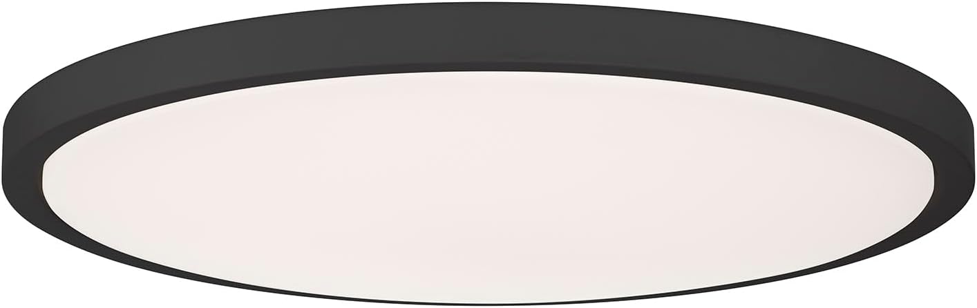 Savoy Lighting Assets 6-3333-20-BK Wet Rated Outdoor Low Profile Round Flush Mount, Integrated LED 50 Watt, 2" H x 20" W, Matte Black
