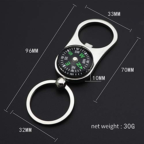 BIGBIGFAMILY Chaveiro mini bússola saca-rolhas, chaveiro de liga de zinco portátil, uso para viagens