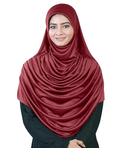 Image of Mehar Hijab Stretchable Frilled Hijab Scarf for Muslim Women | Soft Polyester Stylish Hijab for Women & Teenagers Faeezah Hijab