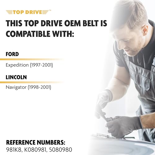 Image of Top Drive, 8PK2490, Premium Engine EPDM Serpentine Belt, 98.58 inch Length | 8-Rib, Automotive Replacement Serpentine Belt, Equivalent References K080981 and 5080980