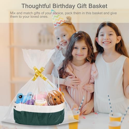 image for BOSROTY Small Woven Basket with Gift Bags and Ribbons, Empty Gift Bask