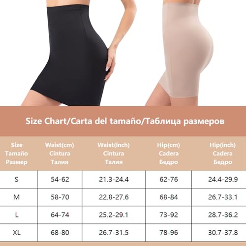 ZENGSING Unterrock Damen, Nahtlos Body Shaper Kleid, Hohe Taille Miederrock, Stark Formend Body Shaper für Frauen, Shapewear Rock (DE/NL/SE/PL, Alphanumerisch, M, Regular, Regular, Hautfarbe)