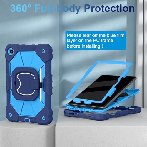 Image of WESOROL Case for Galaxy Tab A11 Plus /A9 Plus 11 Inch,Shockproof Cover for Samsung Tablet A11+ /A9+ Case with Screen Protector 360 Rotating Stand Pencil Holder Shoulder Strap,Navy Blue