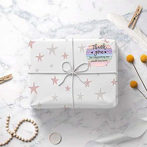 500 Pieces 1.5'' Thank You For Supporting My Small Business Stickers Roll Stickers Adhesive Holographic Stickers Rainbow Stickers For Business Online Retailers Boutiques Shops #TOP7