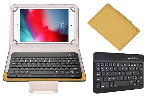 Acm Wireless Bluetooth Keyboard Case Compatible with Apple Ipad Mini (2019) Tablet Flip Cover Stand Study Gaming Gold