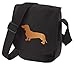 Dackel Hundetasche Reporter Tasche Schultertasche Glatt Haar Dackel Silhouette Doxie Geschenk Wurst Hund Farbauswahl, Schwarz - Roter Hund auf schwarzer Tasche - Größe: Small/Medium
