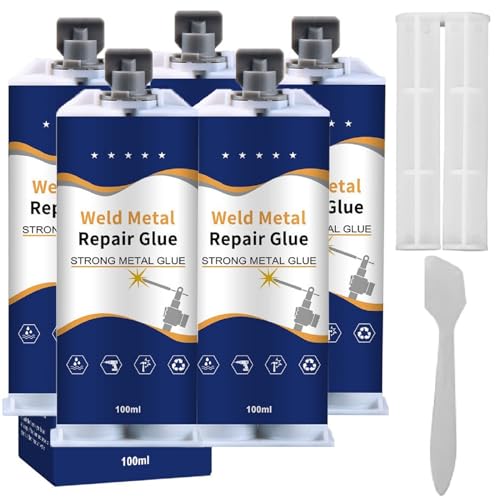 Weld Metal Repair Glue, High Strength Metal Glue All Purpose Repair Glue, Strong Metal Casting Repair Glue, Heavy Duty Metal Repair Gel Suitable for Metals, Cast Iron, Ceramic, Plastic itd. (5 szt.)