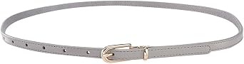 Leather Skinny Women Belt Thin Waist Belts Extra Thin PU Leather Waist Belt with Gold Buckle for Jeans Pants Dresses