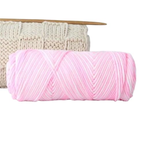 Ovillo de lana para proyectos de punto y ganchillo. Hilo de lana teñida a mano, suave y resistente, 500 g de peso, color rosa y blanco
