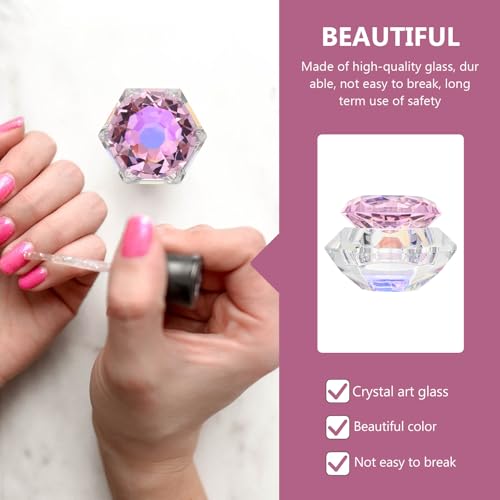 Copa de Cristal para Manicura Hexagonal Rosa con Tapa miniatura 6