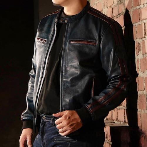 SP忠男レザージャケット[ネイビー Lサイズ]|京都 バイク SPJ-6 革 レザー ヴィンテージ ツーリング ライダー バイカー ふるさと納税