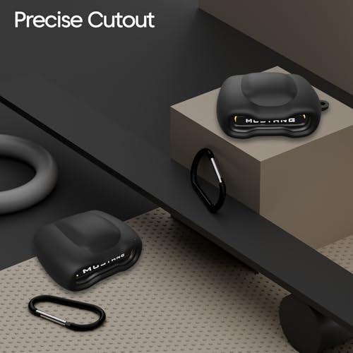 Image of Sounce Earphone Case Cover Compatible for GOBOULT Mustang Torq TWS Earbuds, Soft Silicone Skin Case Cover Shock-Absorbing Protective Case with Keychain [Front LED Visible] (Black)