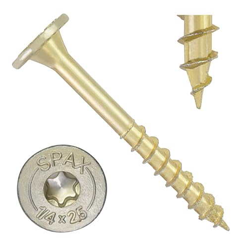 SPAX Tirafondos para madera 1/4" x 2-1/2" Powerlags XF Cabeza Pancake Interior Zinc Amarillo (50 pcs) T40 T-Star miniatura 2