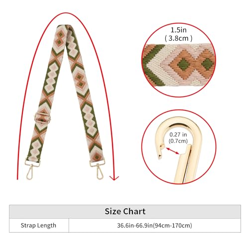 Image of ZOOEASS Wide Shoulder Strap Adjustable Replacement Belt Guitar Style Crossbody Bag Handbag Strap Multicolor Canvas Straps(Wide:1.5in)(Color11)