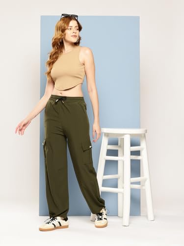Image of Aarika Womens Casual Wear Black Colour Solid Crep Cargo Pant