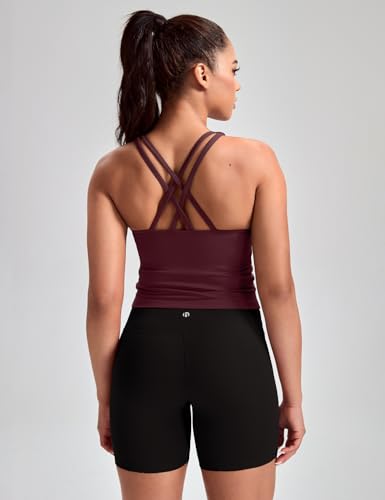 Image of HeyNuts Longline Zeal Bras Medium Impact Wirefree Sports Bras Workout Crop Tank Tops with Removable Pads, A-D Cups
