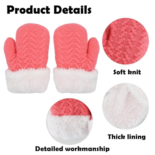 Kids Winter Warm Mittens Toddler Knit Gloves Thick Fleece Soft Stretch Mittens for Cold Weather 2-6Yrs Boy Girls4