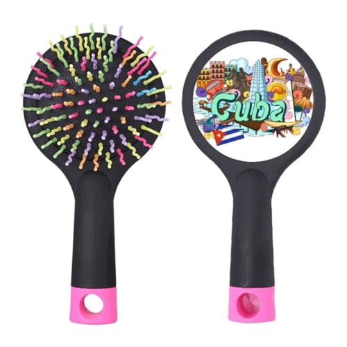 Brosse à cheveux démêlante anti-casse à coussin d'air imprimé urbain Cuba
