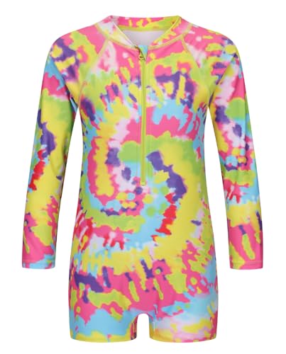 Image of Girls One Piece Rash Guard Swimsuits for Girl Long Sleeve Bathing Suits with UPF 50+ Sun Proctection Sunsuits 3-16 Years