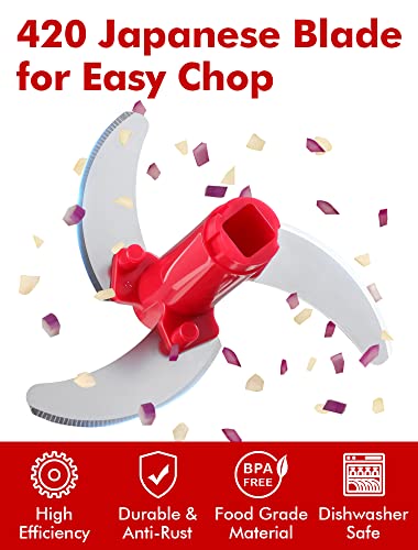 Food Chopper, Pull Onion Chopper Dicer, Hand Powered Food Chopper, Fast Cutting Hand Chopper Mincer For Oinon, Garlic, Nut, 3.4 Cups 0.8L, Red #TOP1