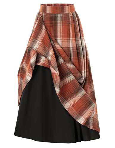 Maxi Skirts for Women High Waist Plaid Skirt Victorian Skirt