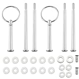 ZZHXSM 2Sets Metal Party Wedding Cupcake Fruit Stand Centre Handle Fittings Round Drill Round Hardware Rod, Silver 3 Tier Heavy Plate