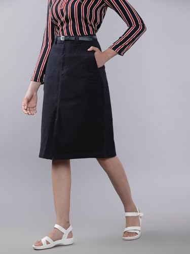 Image of Tokyo Talkies Women's Regular Fit Pencil Skirts | Strachable Skirts| Mid-Rise| Women Skirt | Skirt for Women