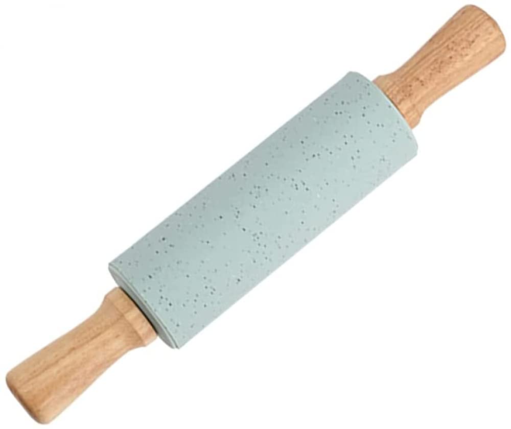 Rodillo de silicona para masa, rodillo de madera para hornear albóndigas, preparación de galletas y pasteles, herramienta para hornear fácil de limpiar, esencial para la cocina, 18 pulgadas de