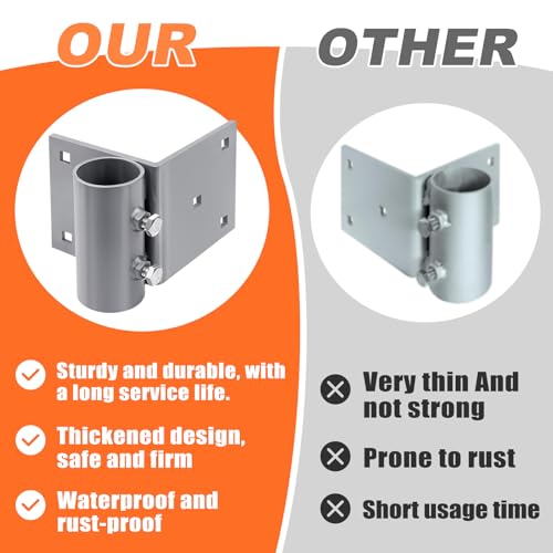 Dock Pipe Brackets Sleeve Holder Side Leg Mount for Floating Docks, 5x5 Inch Backer Plate Grey Galvanized Steel, 2.1 Inch Inner Diameter, 4 Pack by IHOUMEX - Image 7