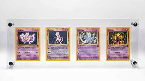 Trading Card Frame Holder Stand Display - 4 Card Slots Clear Acrylic Uv Filtering Screwdown #TOP2