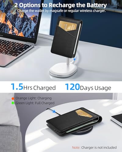 Smart Men Wallet with Find My, Wallet Tracker, RFID Blocking Bifold Credit Card Holder, Left-Behind Alerts, Play Sound, Anti-Loss, Wireless Rechargeable, Works with iPhone, iPad, Mac, PU Black4