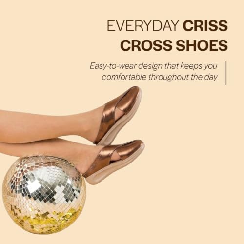 Image of FAUSTO Women Criss Cross Strap Design Perforated Slip On Shoes | Back Open Casual Shoes for Office, Outdoor, Party