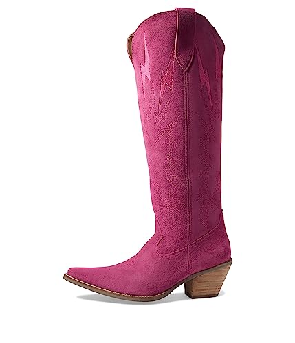 Image of Dingo Womens Thunder Road Embroidered Snip Toe Casual Boots Knee High Mid Heel 2-3 inch