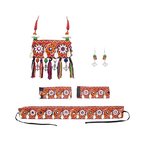 Lace Embroidery Jewellery Full Accessories Navratri Jewellery Set...