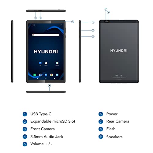 Hyundai Hytab Plus 10 Inch Android Tablet - Hd Display, 3Gb Ram 32Gb Storage Quad-Core, Android 11, Fast Ax Wifi, Microsd Slot, 6000 Mah With Screen Protector, Stylus And Wire Earbuds Included #TOP1